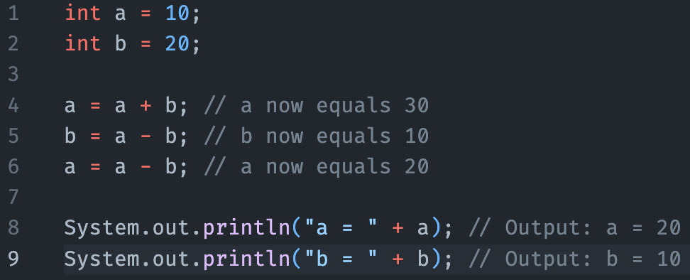 How to Swap Two Number Numbers without using Temp variable in&nbsp;Java?